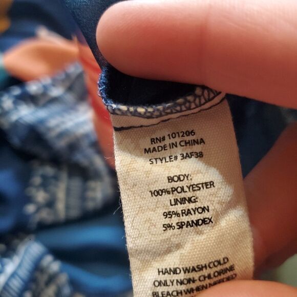 SOFT SURROUNDINGS Hibiscus Shift Dress XSP Blue Flower Sheer sz PM - Picture 3 of 4